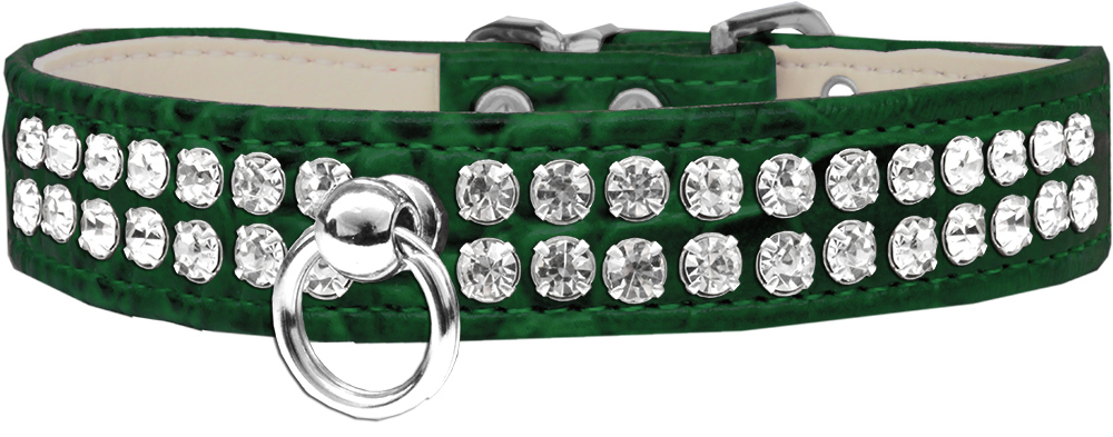 Style #72 Rhinestone Designer Croc Dog Collar Emerald Green Size 12